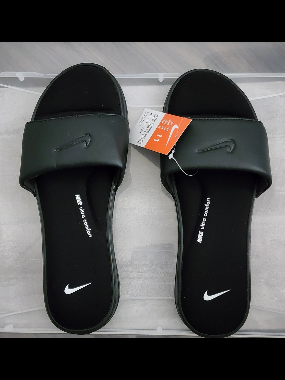 Nike Black and White Ultra Comfort Slide Sandals